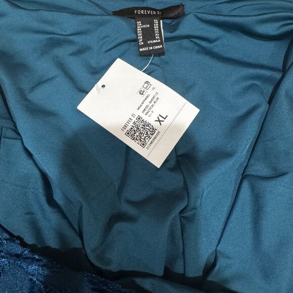 Forever 21 Womens Velvet Baroque Cami Mini Dress Womens XL Blue Burnout Goth - Picture 13 of 14